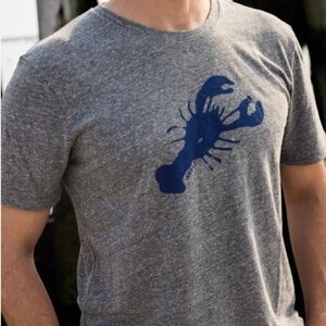 Sault New England Lobster Short Sleeve Tee Sz Small Gray & Blue Nautical Sailor